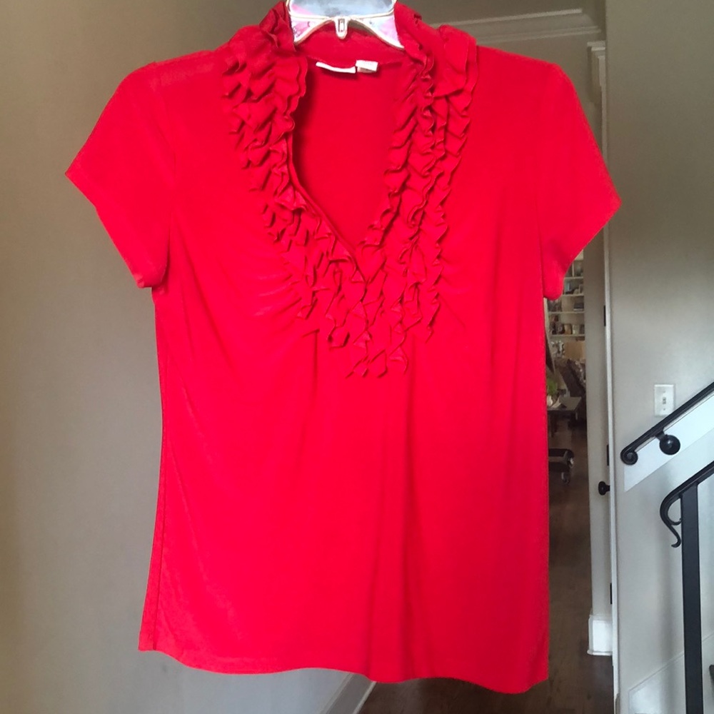 V Neck Ruffle Blouse